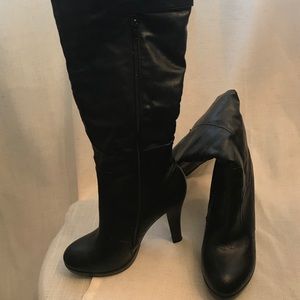 Thigh High FauxLeather Black Boots in Size 8